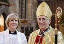 Rev Catherine McBride with Bishop Michael